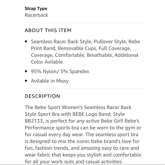 🏃‍♀️bebe sport | Parfait Pink Seamless Racerback Athletic Bra W/ Removable Cups - Picture 8 of 8